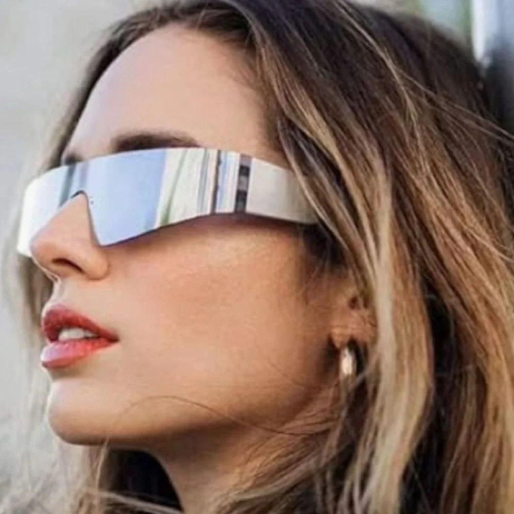 Stylish Retro Rimless Futuristic Mirror Sunglasses